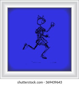 Scruffy doodle of a happy boy dancing