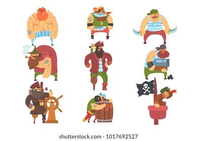Scruffy Pirates Cartoon Characters Set