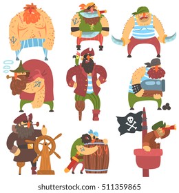 Scruffy Pirates Cartoon Characters Set