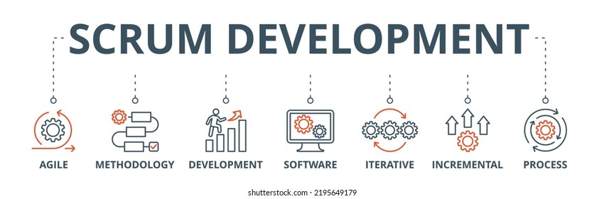 Scrum development banner web icon vector illustration concept with icon of agile, methodology, development, software, iterative, incremental and process