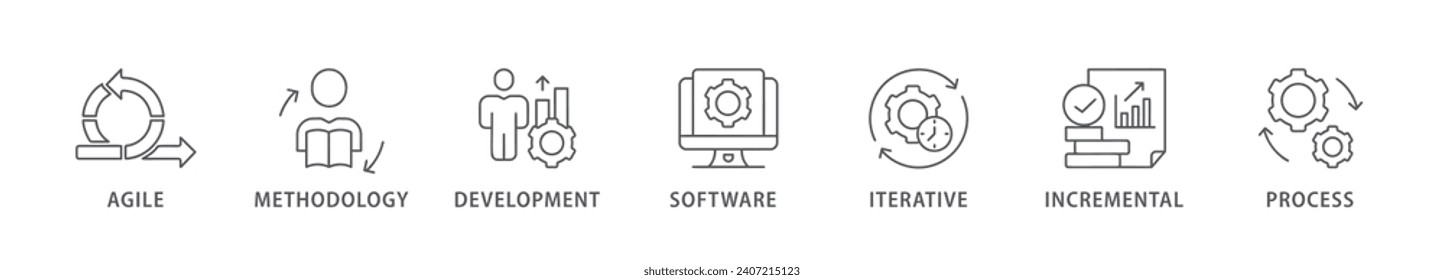 Scrum development banner web icon vector illustration concept with icon of agile, methodology, development, software, iterative, incremental and process