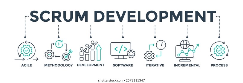 Scrum development banner web icon vector illustration for business management