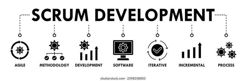 Scrum development banner web icon vector illustration concept with icon of agile, methodology, development, software, iterative, incremental and process