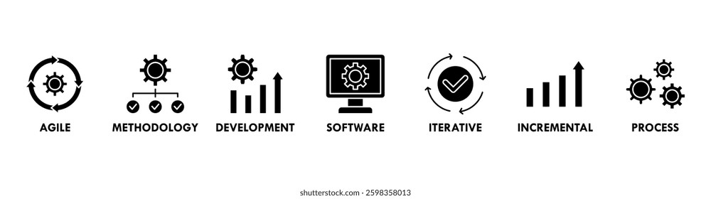 Scrum development banner web icon vector illustration concept with icon of agile, methodology, development, software, iterative, incremental and process