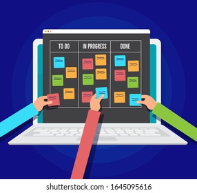 tablero de administración de depuraciones, proyecto de flujo de trabajo en tableta, ilustración vectorial