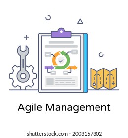 Scrum master, agile management icon in flat editable style