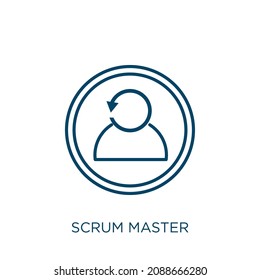 scrum master icon. Thin linear scrum master outline icon isolated on white background. Line vector scrum master sign, symbol for web and mobile