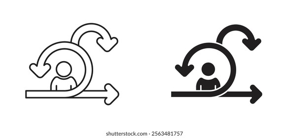 Scrum master icons in outline and fill. vector illustration for ui.