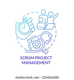 Scrum project management blue gradient concept icon. Strategy type. Choose tasks priority in plan abstract idea thin line illustration. Isolated outline drawing. Myriad Pro-Bold font used