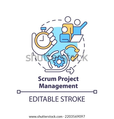 Scrum project management concept icon. Choose tasks priority in plan abstract idea thin line illustration. Isolated outline drawing. Editable stroke. Arial, Myriad Pro-Bold fonts used
