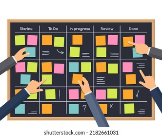 Scrum Task Board Businessman Hands Vector Stock Vector (Royalty Free ...