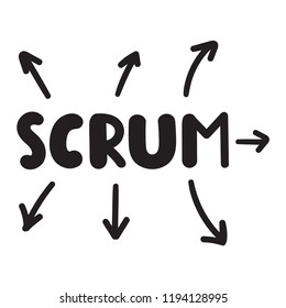 Scrum. Vector lettering illustration on white background.