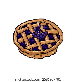 A scrumptious blueberry pie featuring a classic lattice crust design, perfect for any dessert lover.