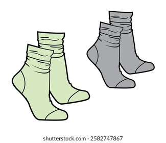 Scrunch socks vector design mockup template.