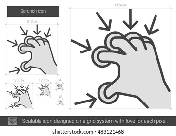 Scrunch vector line icon isolated on white background. Scrunch line icon for infographic, website or app. Scalable icon designed on a grid system.