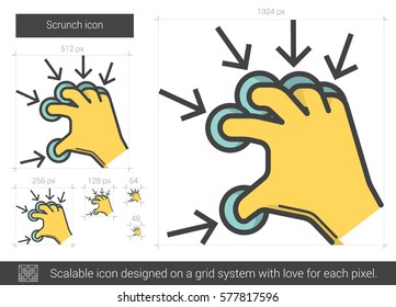 Scrunch vector line icon isolated on white background. Scrunch line icon for infographic, website or app. Scalable icon designed on a grid system.