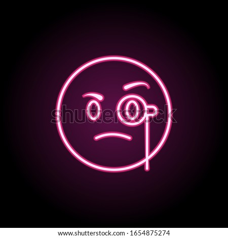 Scrutinize face neon icon. Simple thin line, outline vector of emoji icons for ui and ux, website or mobile application