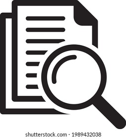 Scrutiny document icon. Document with magnifier.