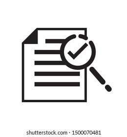 Scrutiny document plan and check mark icon on white background,vector illustration