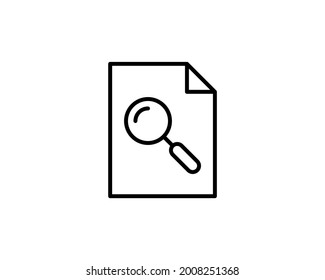 Icono de plan de documento de escrutinio en estilo plano. Revisar la ilustración vectorial de la instrucción sobre fondo aislado blanco. Documento con el concepto de negocio de la lupa de aumento