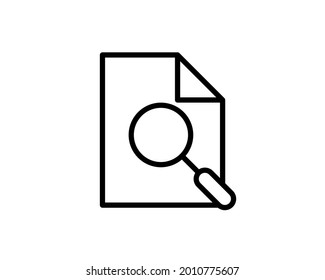 Scrutiny document plan icon in flat style. Review statement vector illustration on white isolated background. Document with magnifier loupe business concept.