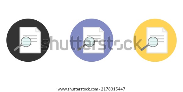 Scrutiny document plan vector icon in modern flat\
style. Review statement vector illustration isolated on white\
background in three different\
styles.
