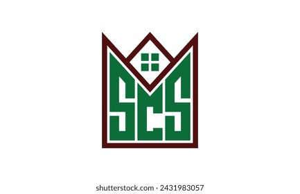 SCS initial letter real estate builders logo design vector. construction, housing, home marker, property, building, apartment, flat, compartment, business, corporate, house rent, rental, commercial