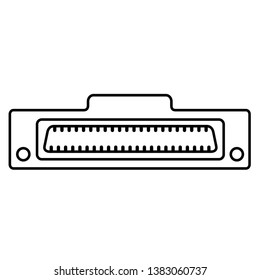 SCSI connector. Vector outline icon isolated on white background.
