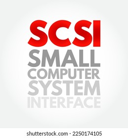SCSI - Small Computer System Interface is a set of standards for physically connecting and transferring data, acronym text concept background