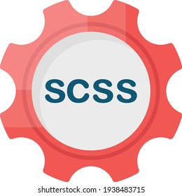 Scss stylesheet language Concept, Bloack Formating Vector Color Icon Design, Software and web development symbol on white background, Computer Programming and Coding stock illustration