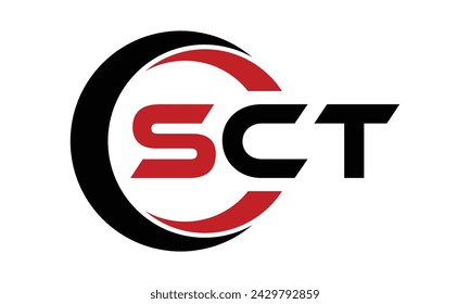 SCT initial letter creative circle shape icon swoosh logo design vector template. monogram, lettermark, circle, calligraphy, symbol, emblem, elegant, abstract, wordmark, sign, art, typography, fashion