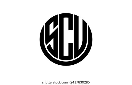 SCU initial letter geometric creative circle shape icon logo design vector. monogram, lettermark, circle, calligraphy, symbol, emblem, elegant, abstract, wordmark, sign, art, typography, icon, shape