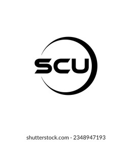 Diseño del logotipo de la letra SCU en el ilustrador. Logo vector, diseños de caligrafía para logotipo, afiche, invitación, etc.