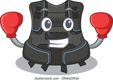 Scuba buoyancy compensator Caricature character design as a champion of boxing competition