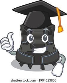 Scuba buoyancy compensator caricature picture design with hat for graduation ceremony