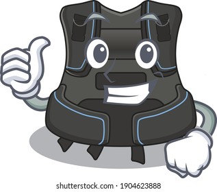 Scuba buoyancy compensator cartoon picture design showing OK finger pose