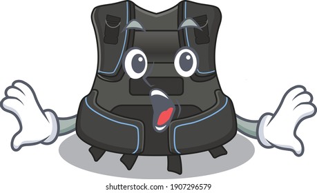 Scuba buoyancy compensator mascot design concept showing a amazed gesture