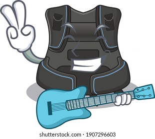 Scuba buoyancy compensator musician cartoon design playing a guitar
