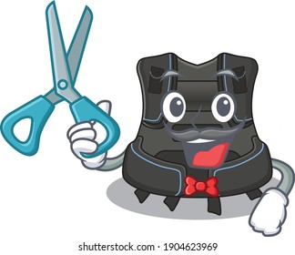 Scuba buoyancy compensator talented barber cartoon character design working in the barbershop