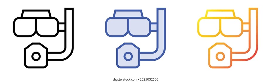 scuba dive icon. Linear, Blue Fill and Gradient Style Design Isolated On White Background