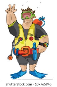 scuba diver - cartoon