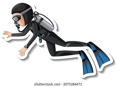 Scuba Diver cartoon sticker illustration