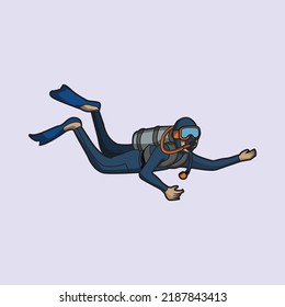 Scuba diver Cartoon Vector illustration