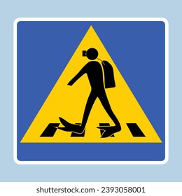 Scuba diver crossing sign. Editable and scalable vector illustration EPS 10.