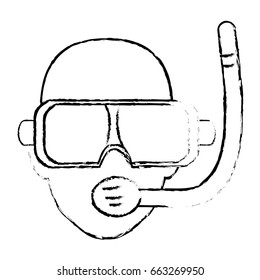 scuba diver with a dive mask and snorkel