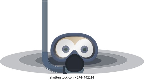 Scuba diver. Driver with swimming mask and breathing tube, vector illustration