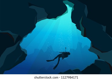 scuba diver drowning or lack of oxygen underwater in the caves