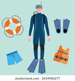 Mergulhador e Equipamento para Atividades Aquáticas