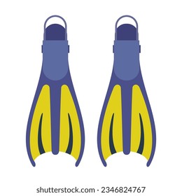 Scuba diver fins illustration. Gear for diving isolated on white background. Sports concept