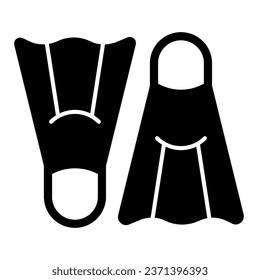 Scuba diver fins solid icon, waterpark concept, flippers sign on white background, fins icon in glyph style for mobile concept and web design. Vector graphics